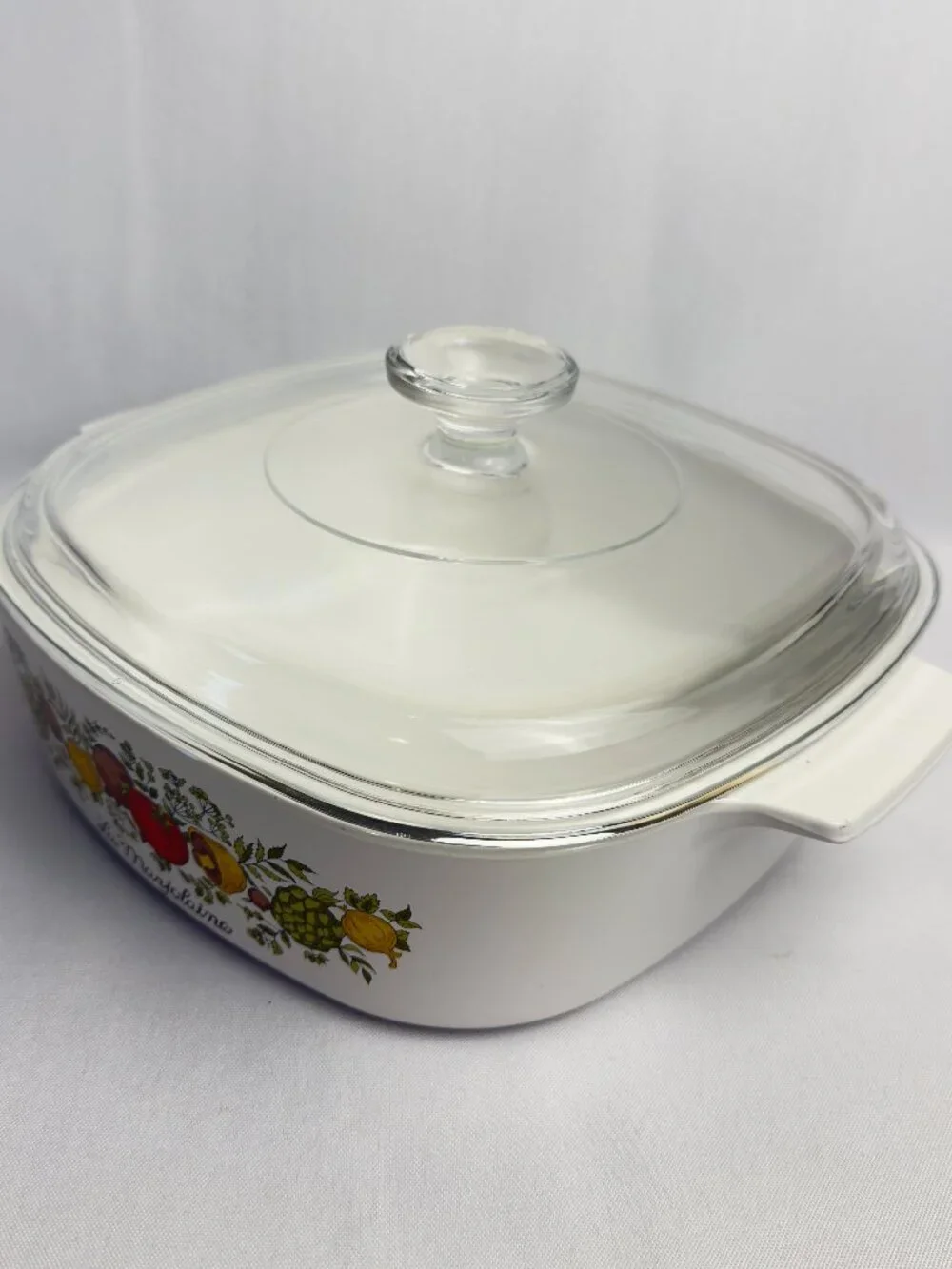 Corning Ware Vintage Spice of Life L’Echalote Casserole Dish w/ Pyrex Lid 2 Qt